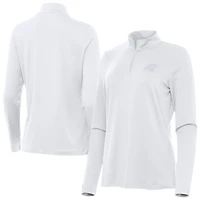 Women's Antigua  White Carolina Panthers Reprocess Quarter-Zip Top