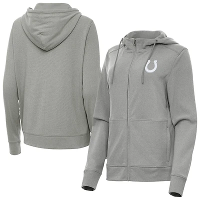 Women's Antigua  Heather Gray Indianapolis Colts Seeker Full-Zip Hoodie Jacket