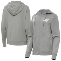 Women's Antigua  Heather Gray Carolina Panthers Seeker Full-Zip Hoodie Jacket