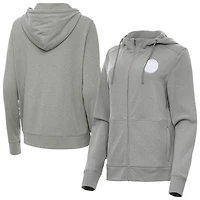 Women's Antigua  Heather Gray Pittsburgh Steelers Seeker Full-Zip Hoodie Jacket