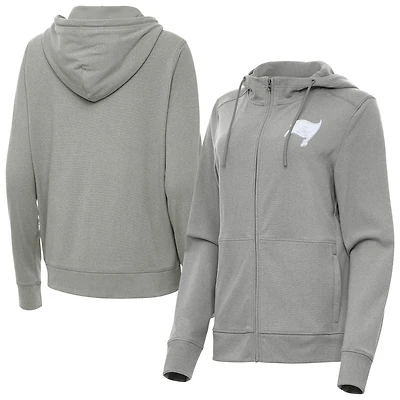 Women's Antigua  Heather Gray Tampa Bay Buccaneers Seeker Full-Zip Hoodie Jacket