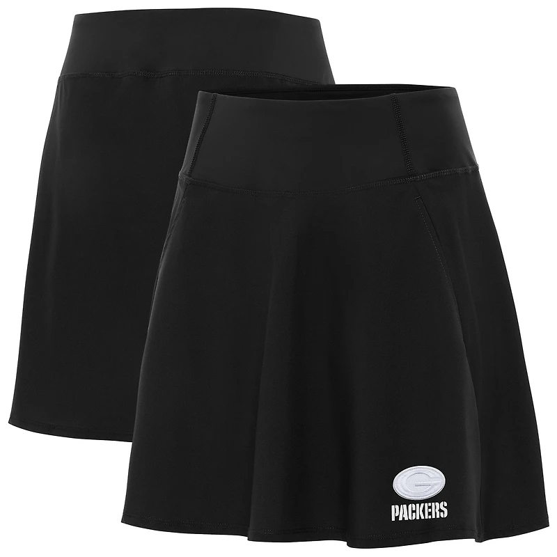 Women's Antigua Black Green Bay Packers Chip Skort