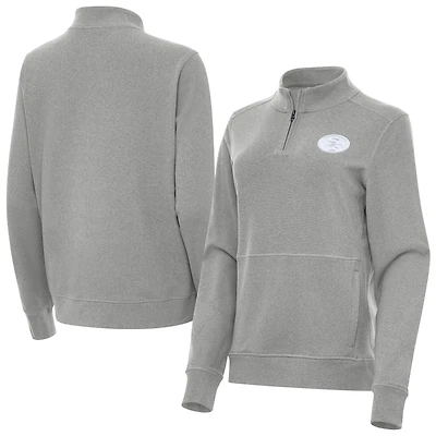 Women's Antigua  Heather Gray San Francisco 49ers Crush Quarter-Zip Jacket
