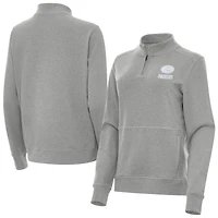 Women's Antigua  Heather Gray Green Bay Packers Crush Quarter-Zip Jacket