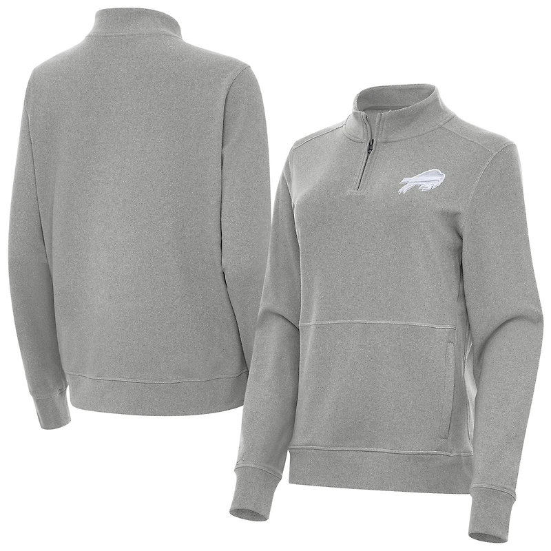 Women's Antigua  Heather Gray Buffalo Bills Crush Quarter-Zip Jacket