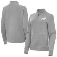 Women's Antigua  Heather Gray Buffalo Bills Crush Quarter-Zip Jacket