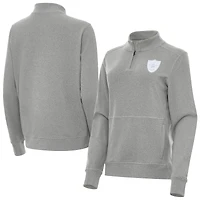 Women's Antigua  Heather Gray Las Vegas Raiders Crush Quarter-Zip Jacket