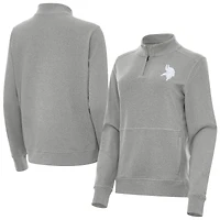 Women's Antigua  Heather Gray Minnesota Vikings Crush Quarter-Zip Jacket