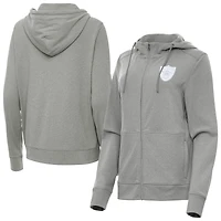 Women's Antigua  Heather Gray Las Vegas Raiders Seeker Full-Zip Hoodie Jacket