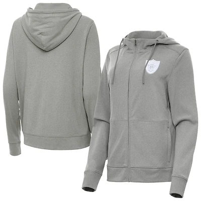 Women's Antigua  Heather Gray Las Vegas Raiders Seeker Full-Zip Hoodie Jacket