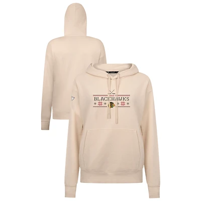 Women's Levelwear Khaki Chicago Blackhawks Holiday Adorn Pullover Hoodie