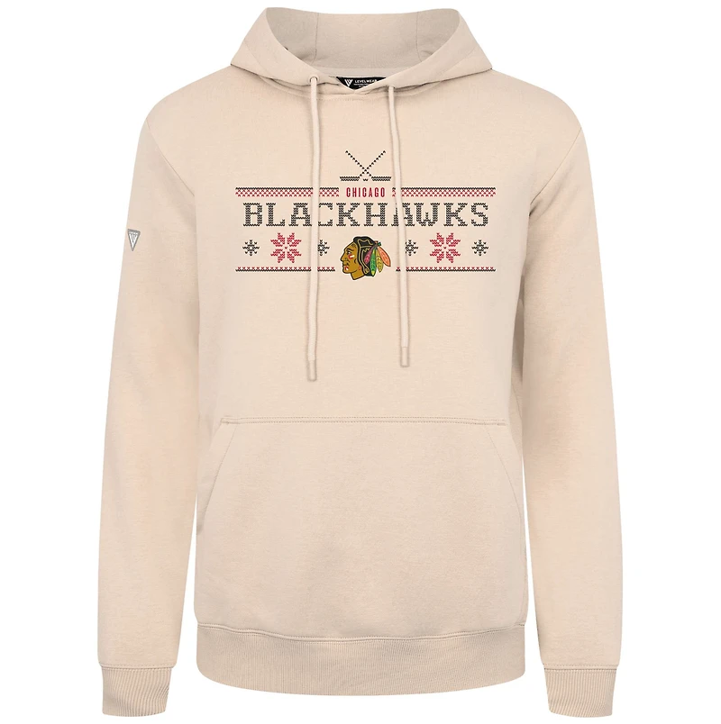 Men's Levelwear Khaki Chicago Blackhawks Podium Holiday Pullover Hoodie