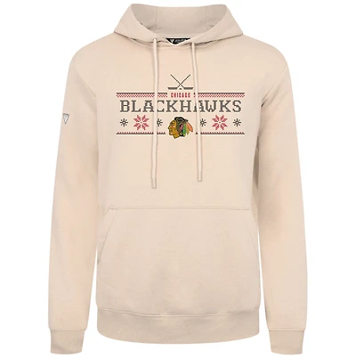 Men's Levelwear Khaki Chicago Blackhawks Podium Holiday Pullover Hoodie