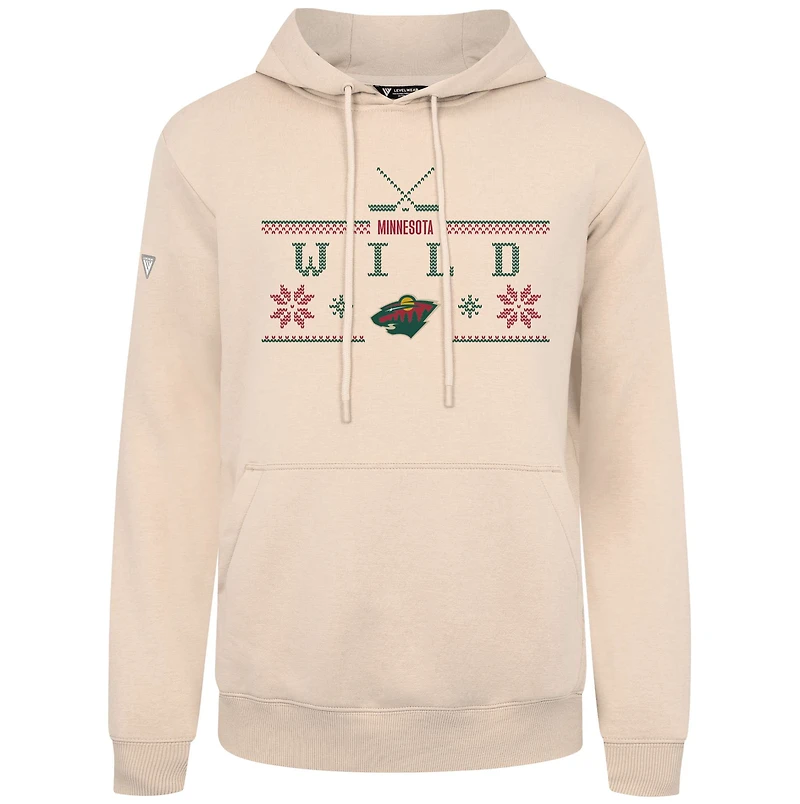 Men's Levelwear Khaki Minnesota Wild Podium Holiday Pullover Hoodie