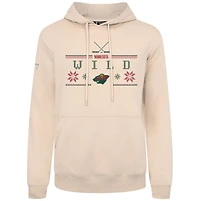 Men's Levelwear Khaki Minnesota Wild Podium Holiday Pullover Hoodie