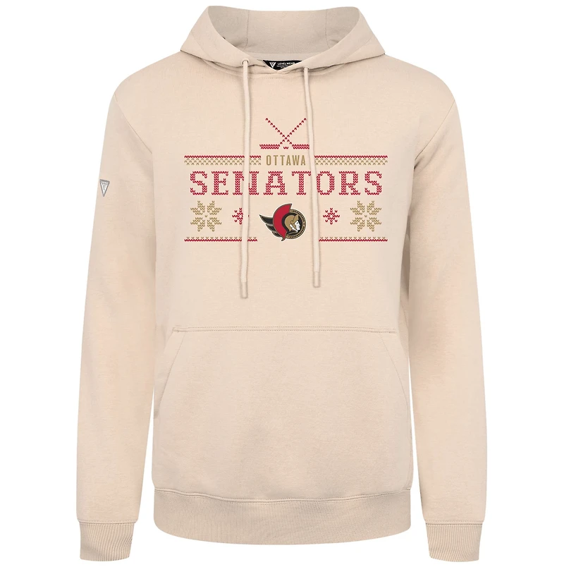 Men's Levelwear Khaki Ottawa Senators Podium Holiday Pullover Hoodie