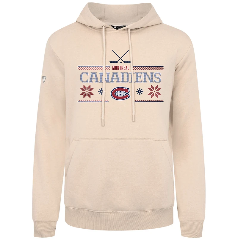 Men's Levelwear Khaki Montreal Canadiens Podium Holiday Pullover Hoodie