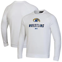 Men's Under Armour White Kent State Golden Flashes Wrestling Rival Fleece Raglan Pullover Sweatshirt