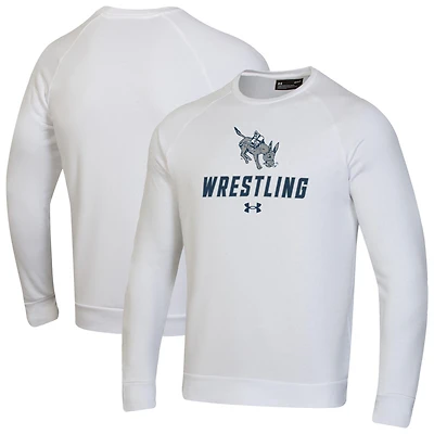 Men's Under Armour White Colorado School of Mines Orediggers Wrestling Rival Fleece Raglan Pullover Sweatshirt