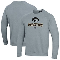 Men's Under Armour Gray Iowa Hawkeyes Wrestling Rival Fleece Raglan Pullover Sweatshirt