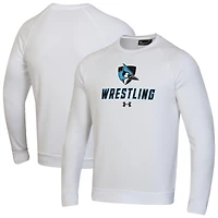 Men's Under Armour White Johns Hopkins Blue Jays Wrestling Rival Fleece Raglan Pullover Sweatshirt
