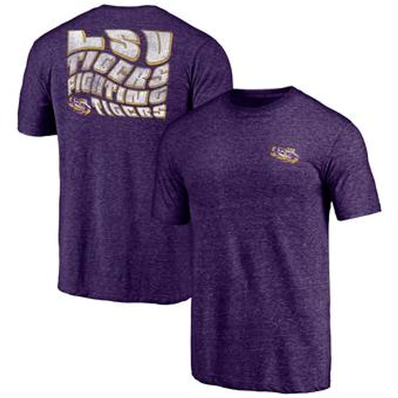 Men's Purple LSU Tigers Wavy Logo Tri-Blend T-Shirt
