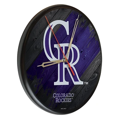 Colorado Rockies 13" Solid Wood Clock