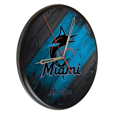 Miami Marlins 13" Solid Wood Clock