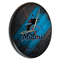 Miami Marlins 13" Solid Wood Clock