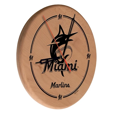 Miami Marlins 13" Engraved Solid Wood Clock