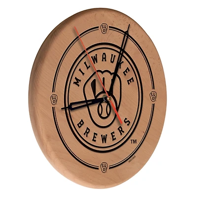 Milwaukee Brewers 13" Engraved Solid Wood Clock