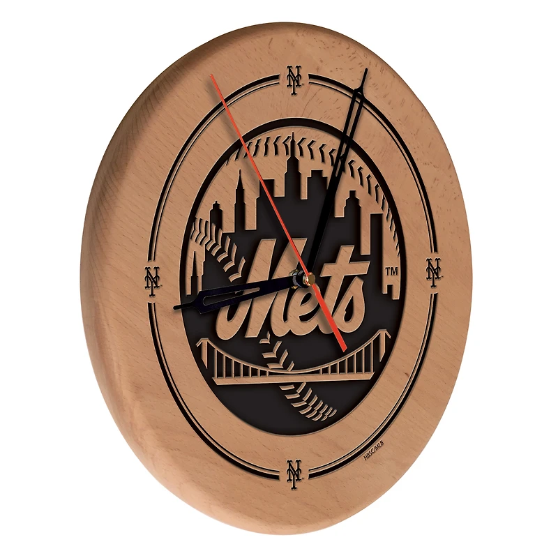 New York Mets 13" Engraved Solid Wood Clock