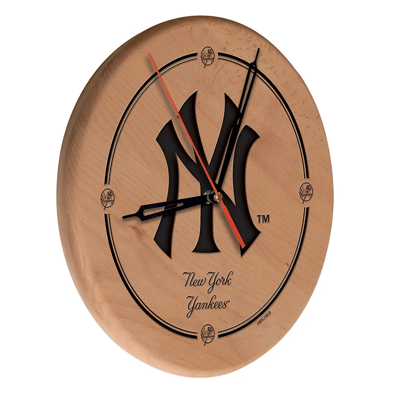 New York Yankees 13" Engraved Solid Wood Clock
