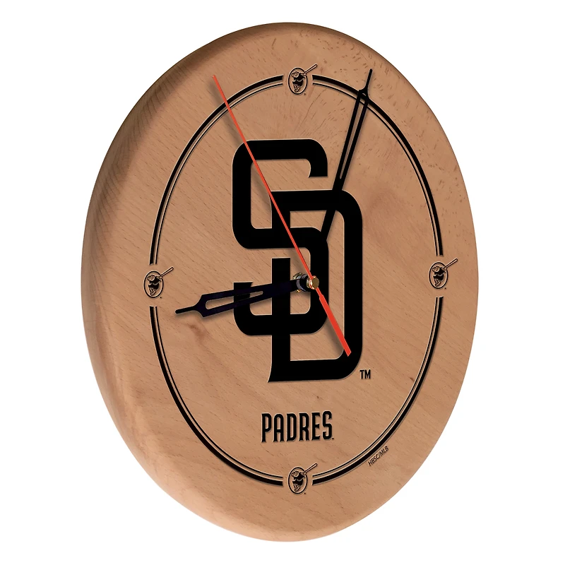 San Diego Padres 13" Engraved Solid Wood Clock
