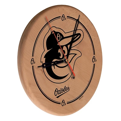 Baltimore Orioles 13" Engraved Solid Wood Clock