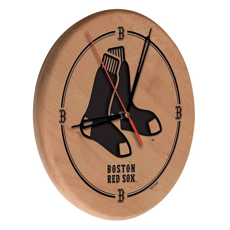 Boston Red Sox 13" Engraved Solid Wood Clock