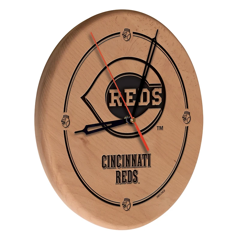 Cincinnati Reds 13" Engraved Solid Wood Clock