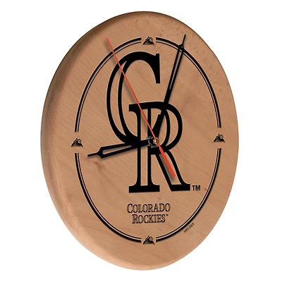 Colorado Rockies 13" Engraved Solid Wood Clock