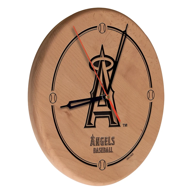 Los Angeles Angels 13" Engraved Solid Wood Clock
