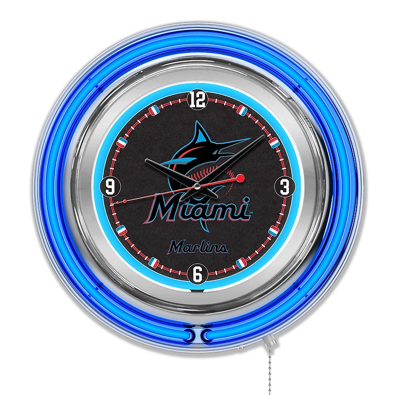 Miami Marlins Double-Walled Neon Clock
