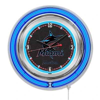 Miami Marlins Double-Walled Neon Clock