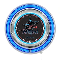 Miami Marlins Double-Walled Neon Clock