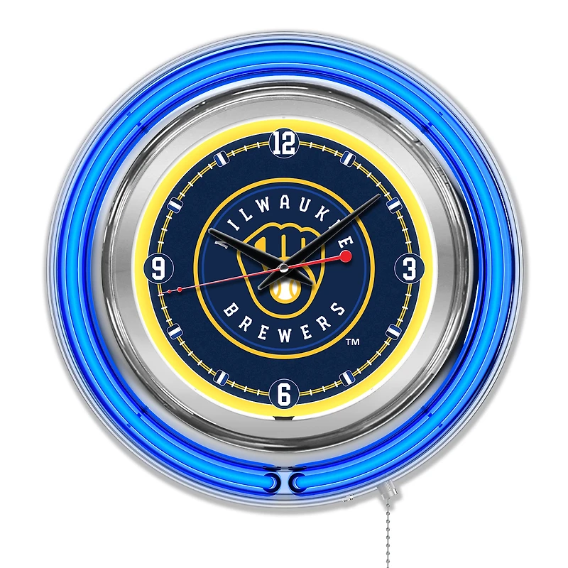 Milwaukee Brewers Double-Walled Neon Clock