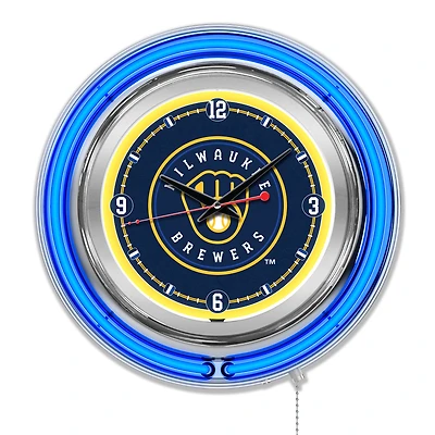Milwaukee Brewers Double-Walled Neon Clock