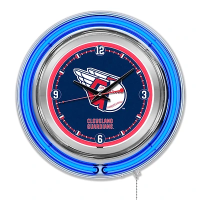 Cleveland Guardians Double-Walled Neon Clock