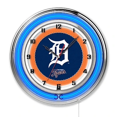 Detroit Tigers 19" Double Neon Wall Clock