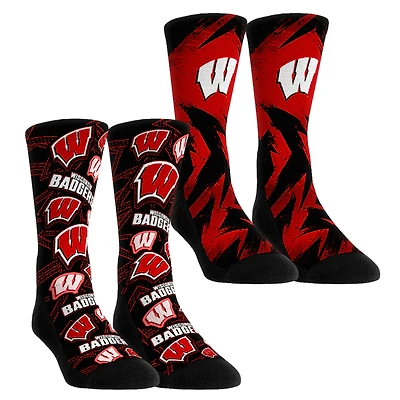 Youth Rock Em Socks Wisconsin Badgers Game Day Two-Pack Crew Socks Set