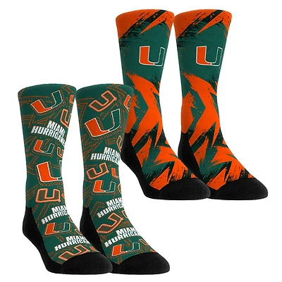 Youth Rock Em Socks Miami Hurricanes Game Day Two-Pack Crew Socks Set