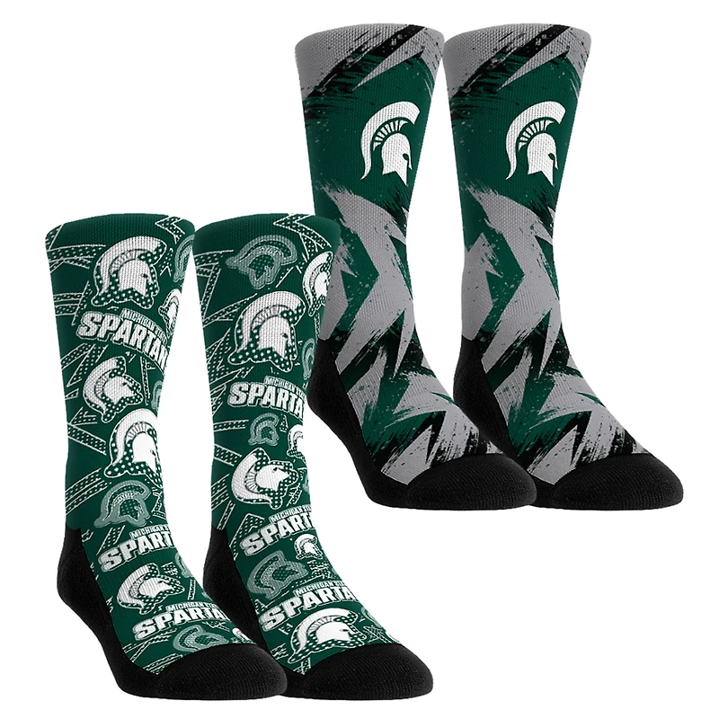 Youth Rock Em Socks  Michigan State Spartans Game Day Two-Pack Crew Socks Set