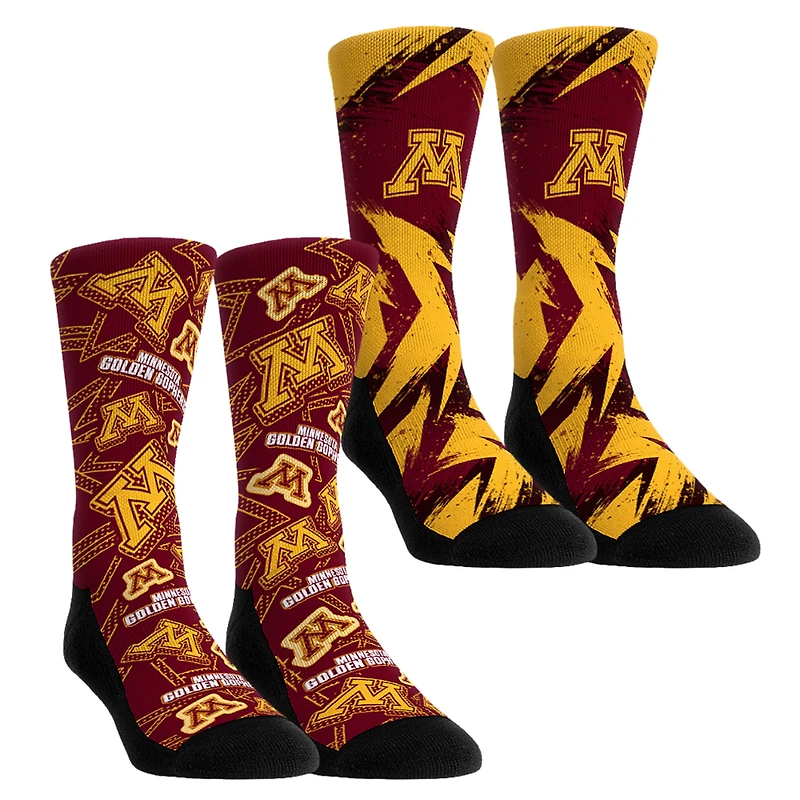 Youth Rock Em Socks Minnesota Golden Gophers Game Day Two-Pack Crew Socks Set